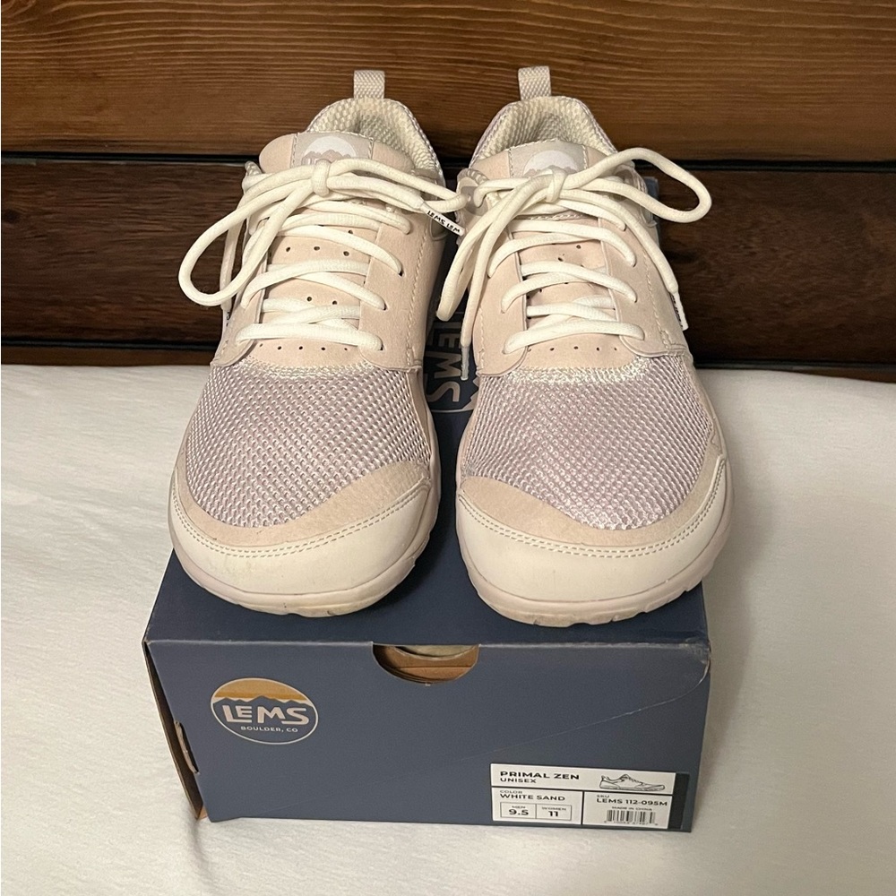 LEMS Primal Zen Unisex Barefoot Sneakers Shoes Men 9.5 Women 11 White Sand